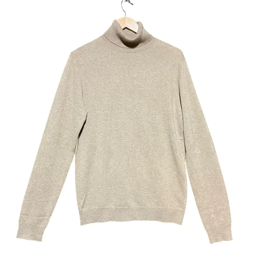 Marc Anthony Mens Pure Cashmere Turtleneck Sweater Latte Beige NWT Large Luxury